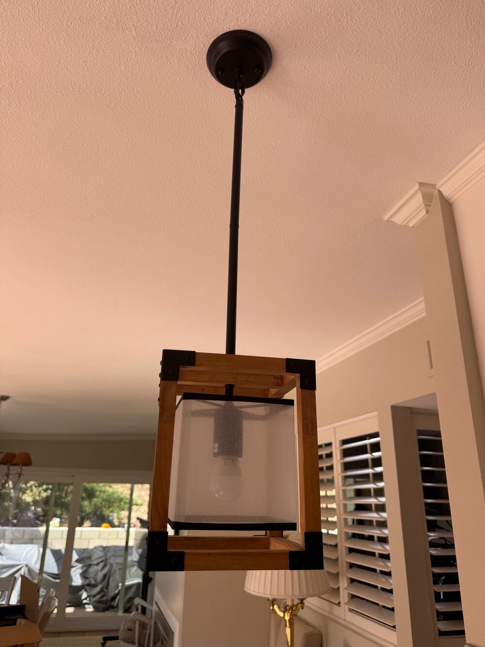 Farmhouse Wood Metal Hanging Pendant Light Hanalei 1-Light